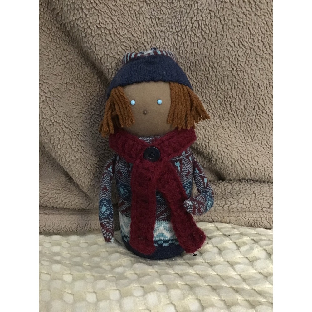 Handmade Fabric Doll‎ Winter Outfit Knitted Hat Scarf Sweater